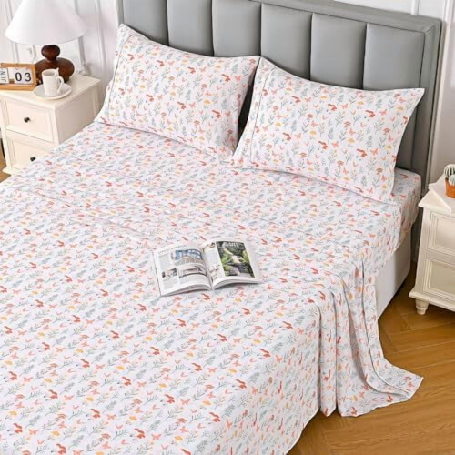 Floral Full Sheet Set – 4-Piece Microfiber with 15" Deep 1