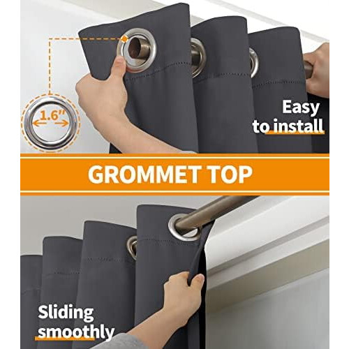 Blackout Thermal Curtains with Grommets, White, 2 Panels, 2