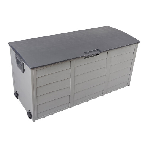 Weatherproof Storage Box with Wheels 75 Gallon Black Grey 2