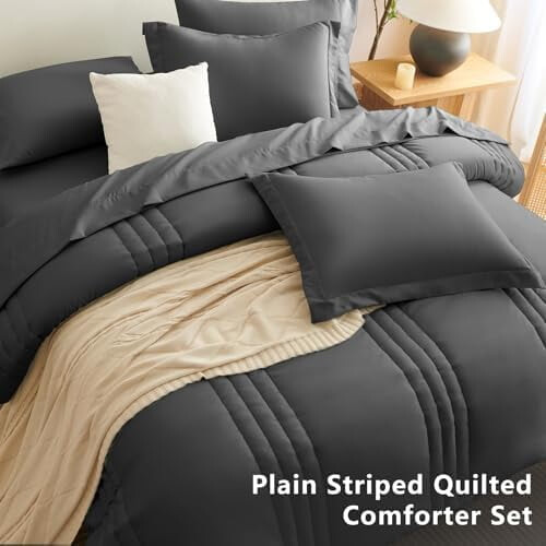 Comforter Set Dark Grey Full Size 7-Piece 2