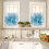 Floral Kitchen Curtain Set: Valance + 2 Tiers, Polyester, 4