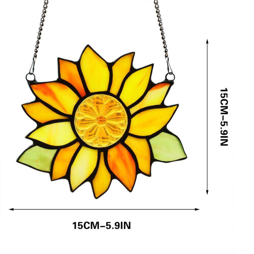 Solros vindspel ornament målat glas med kedja 2