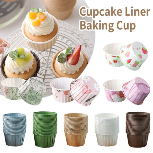 Συσκευασία 50 θηκών για cupcakes σε σχήμα τουλίπας, ανθεκτικές στο λάδι 1