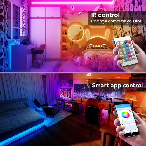 Λωρίδες LED RGB 100ft με εφαρμογή και τηλεχειριστήριο 1
