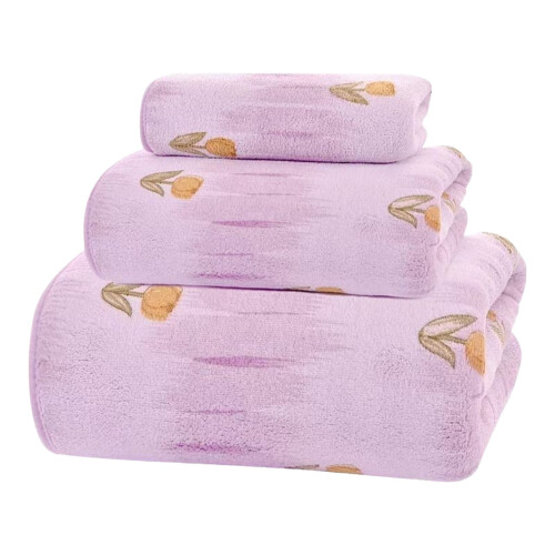 Ensemble de serviettes en velours corail – Douces et absorbantes, 3 pièces 2