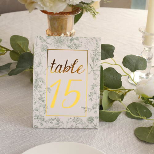 25 Sage Green Double-Sided Table Numbers 7 in 1