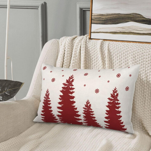 Capas de Almofada de Natal 30x50cm (Conjunto de 2) Brancas e Vermelhas 2