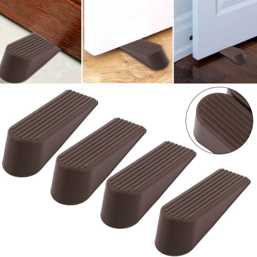 Rubber Door Stopper Wedge 4 Pack Coffee Colour 1