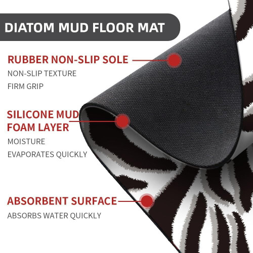 Black and White Zebra Diatomaceous Bath Mat 40 x 60 cm 1