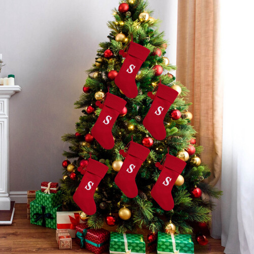 Personalized Initial Christmas Stocking Red White 27x42cm 2