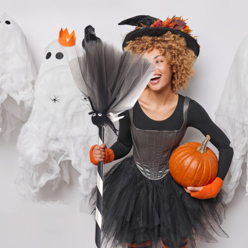 Halloween Witch Broomstick Prop Foldable Costume Accessory 1