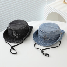 Kids Jeans Fisherman Hat Breathable Sun Cover Bucket-light blue