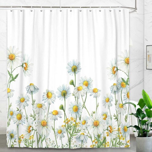 Daisy Shower Curtain Polyester 36 x 70 in with 12 Hooks