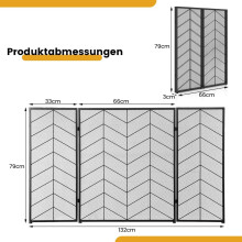 3-delig opvouwbaar haardscherm, metalen gaas, 132x79 cm