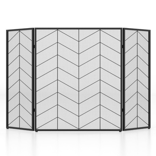 3-panels foldbar pejsskærm, metalnet, 132x79 cm