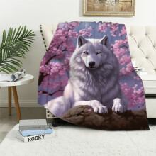 Japanese Cherry Blossom Watercolor Throw Blanket –