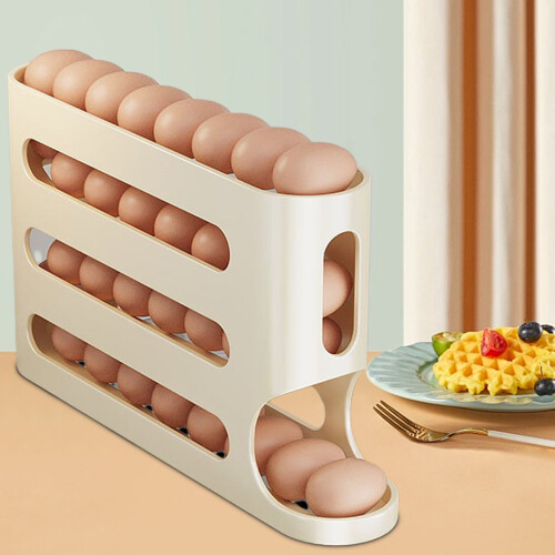 4-Tier Auto-Rolling Egg Organizer for Fridge