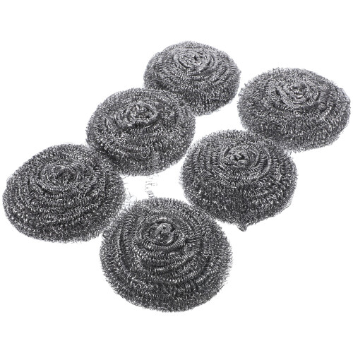 Edelstahl-Scheuerschwamm-Set, 6-teilig, Silber