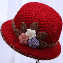 Women's Knitted Flower Beanie – Warm Wool Hat with Ear