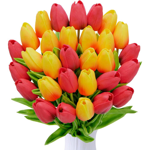 Artificial Tulips Real Touch 30 Bunches Multicolour