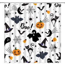 Halloween Shower Curtain with Hooks, Polyester, 3D Printed