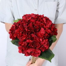 5 Pcs Artificial Hydrangeas 45cm Blue Red Gray White