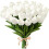 10 White Artificial Tulips 33 cm PU Stems 1