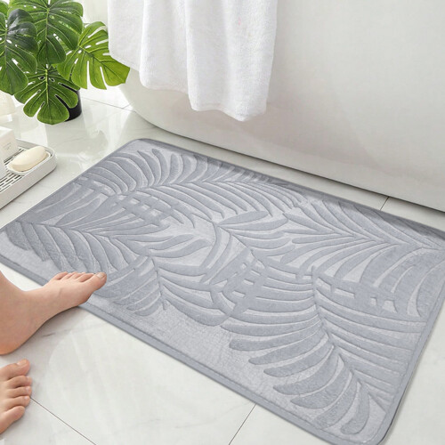 Non-Slip Absorbent Bathroom Mat 15.7x23.6in Grey