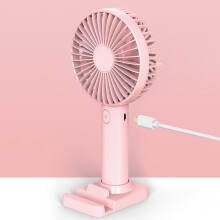 Pinkfarbener, tragbarer USB-Miniventilator – 3 Geschwindigkeitsstufen, wiederaufladbar