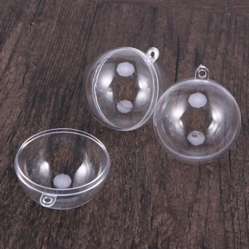 Clear Fillable Plastic Baubles 50mm 10 Pack 2