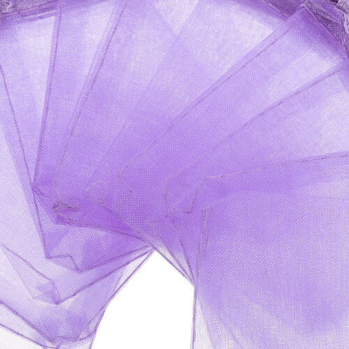 50 Sacolas de Presente com Cordão em Organza Roxa, 12x9cm 1