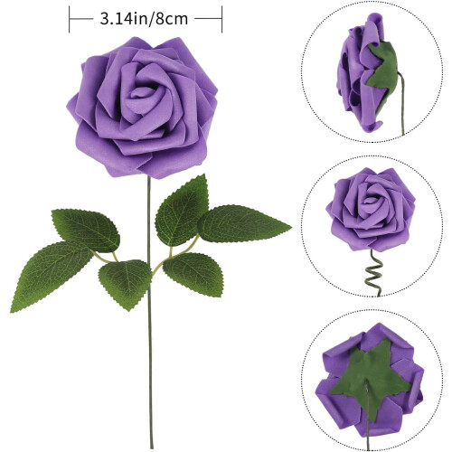 30pcs Light Blue Foam Roses with Stems 1