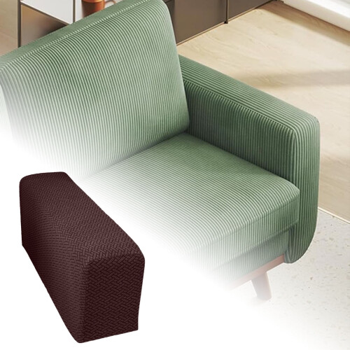 Elastic Sofa Armrest Covers – Jacquard Velvet, Pack of 2 2