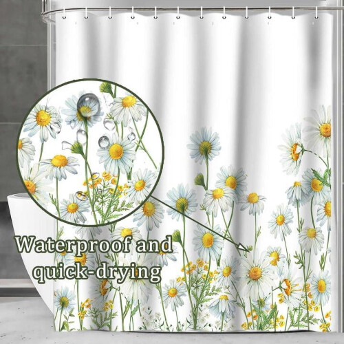 Daisy Shower Curtain Polyester 36 x 70 in with 12 Hooks 2