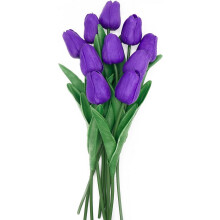 Blue Artificial Tulips 13in PU 10-Piece Bouquet