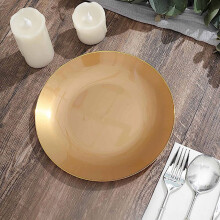 Gouden rand, glanzende plastic saladeborden (20 cm), verpakking van 10 stuks