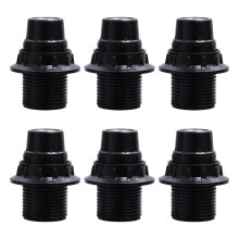 Conjunto de 6 soquetes para lâmpadas E14, pretos, com base de rosca autotravante.