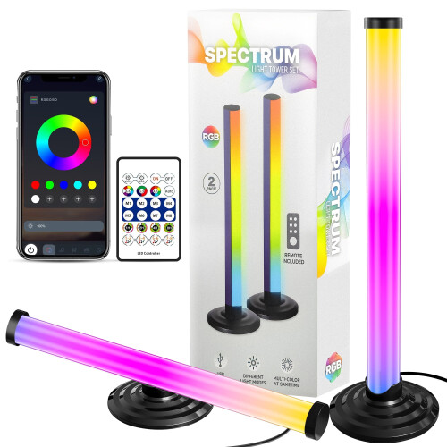 Pacote com 2 barras de luz LED RGB para TVs de 45 a 70 polegadas.