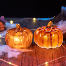 Halloween-Kürbis-Lichterkette – Orangefarbenes PVC, 7 cm, 1 Stück