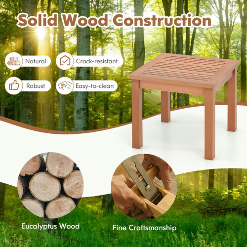 18" Square Eucalyptus Outdoor Side Table 2