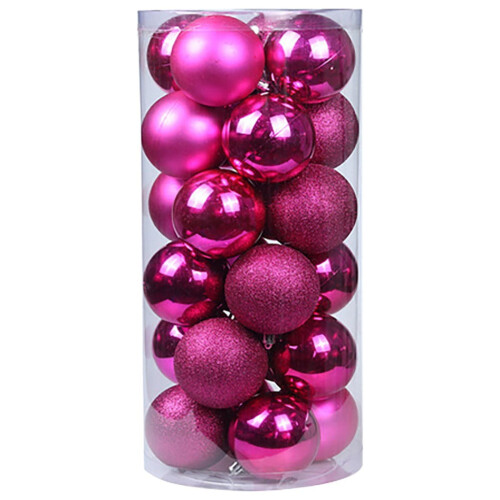 Plastic Bubble Ornaments 3cm 24 pcs Hot Pink