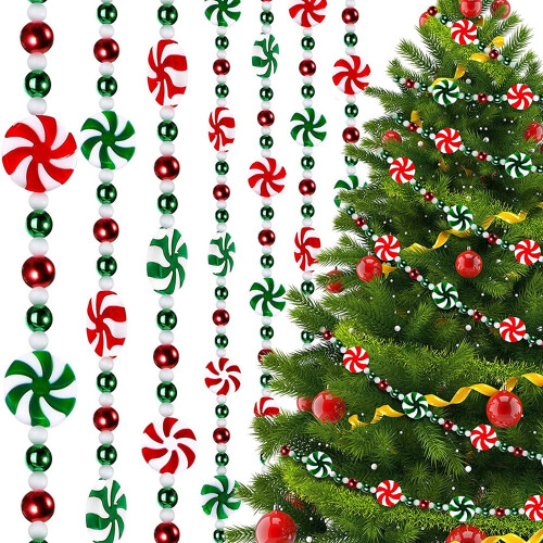 Candy Bead Garland Red & White 8 ft