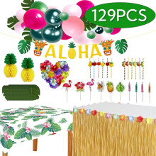 Luau Party Supplies – Hawaiian Decoration Set, 129 pcs