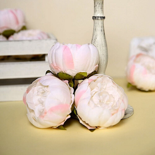 Silk Peony Flower Heads 3" Blush 10-Pack