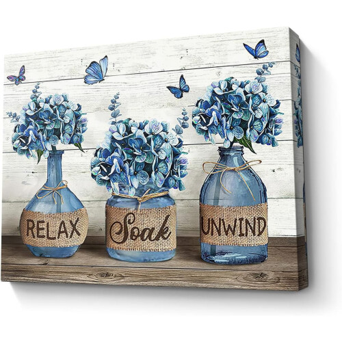 Farmhouse Hydrangea Canvas Wall Art 12x16 in