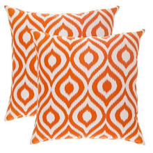 Kussensloop van Ogee Ikat-katoen, oranje, 22x22 inch, verpakking van 2