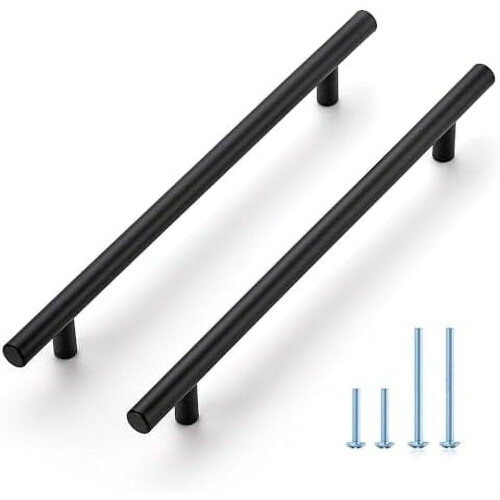 T-formade skåphandtag i borstad mässing, 7,5 cm hål, 5-pack