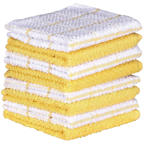 Πετσέτες πιάτων AMOUR INFINI Terry Σετ 8 τεμαχίων 12x12 ιντσών, κίτρινες
