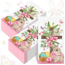 Osterservietten aus Papier mit Hasen- und Eiermotiv, 80 Stück