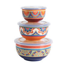 Bico Ceramic Bowls with Lids Set of 3 (27oz, 18oz, 9oz)